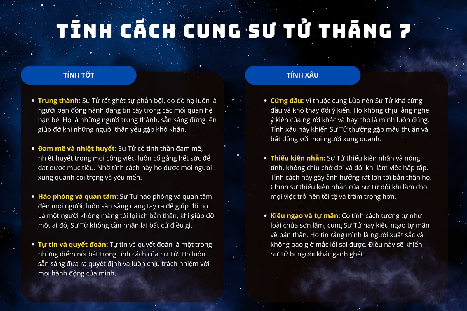 tính cách sư tử tháng 7