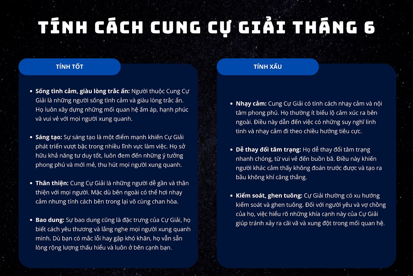 tính cách cự giải tháng 6