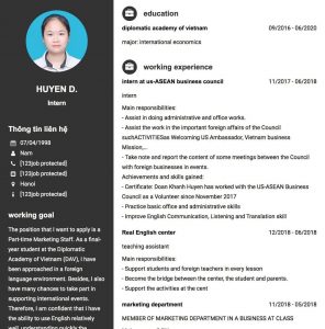 các mẫu cv intern