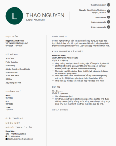 CV kiến trúc sư