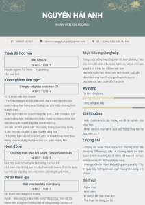 Mẫu CV nhân viên kinh doanh