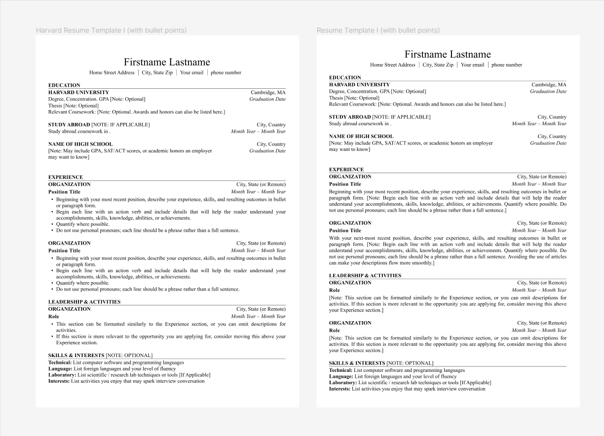 Cách viết harvard cv