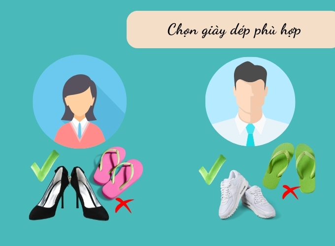 Chọn giày dép phù hợp với bộ trang phục