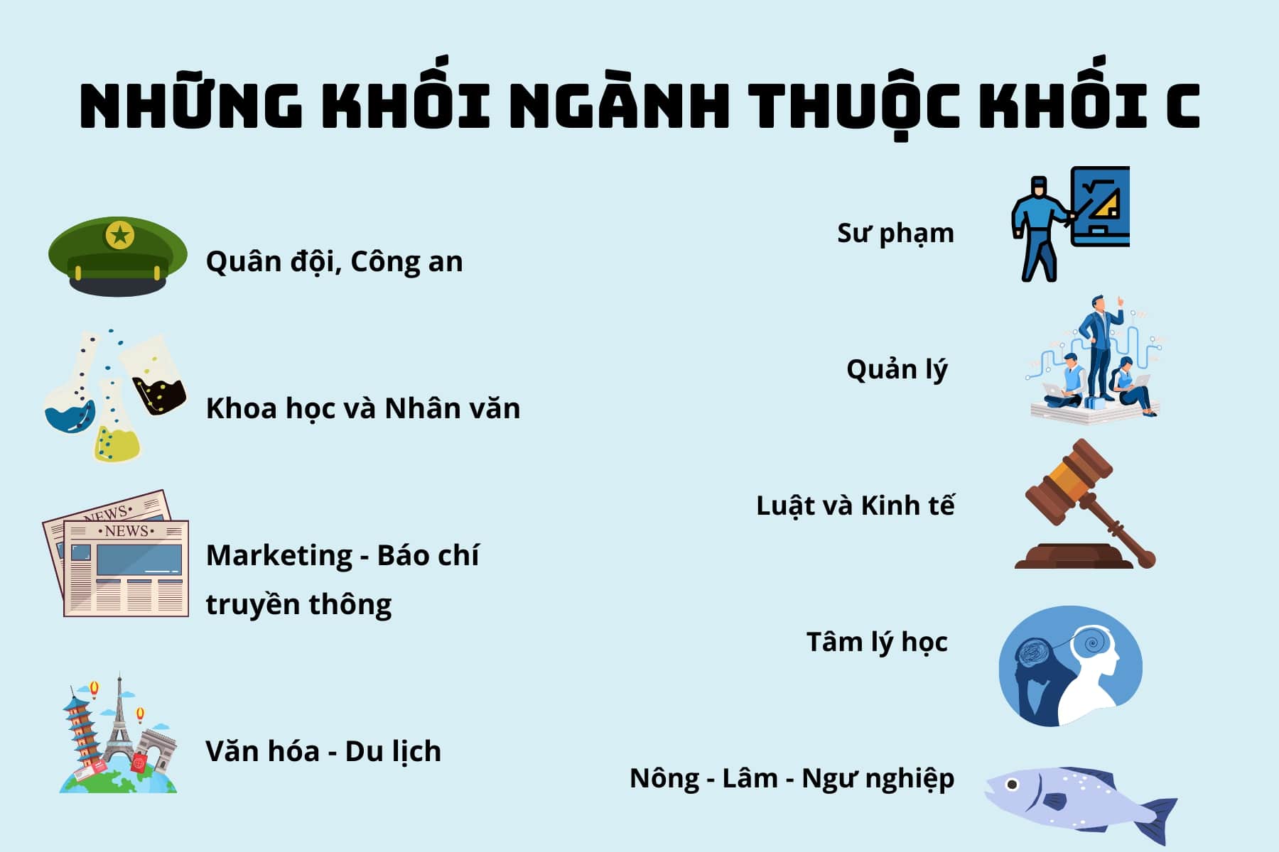 tổng hợp các ngành khối C