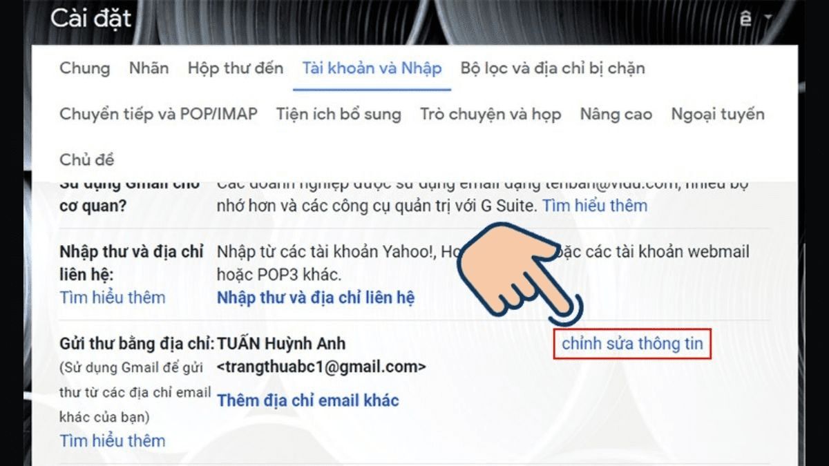 cách đổi tên email nhanh