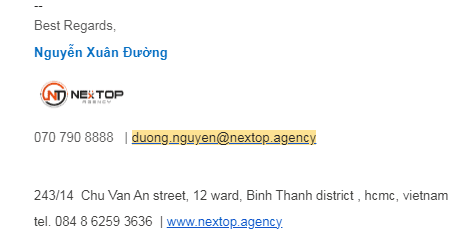 mẫu chữ ký email chuyên nghiệp