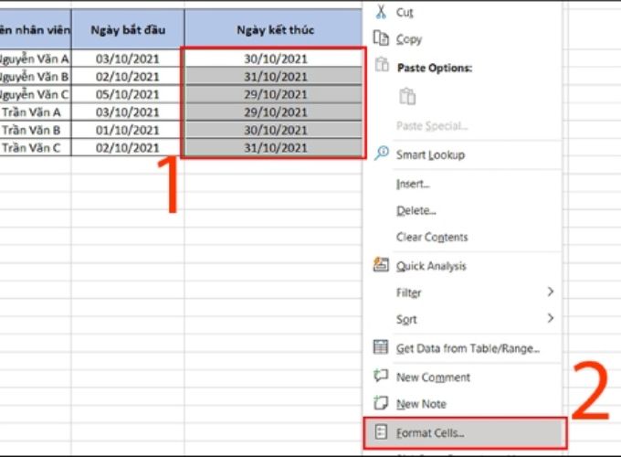 Dùng Custom Format để định dạng ngày tháng