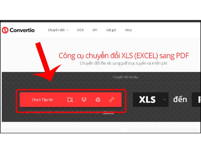 Cách chuyển excel sang pdf bằng Convertio 