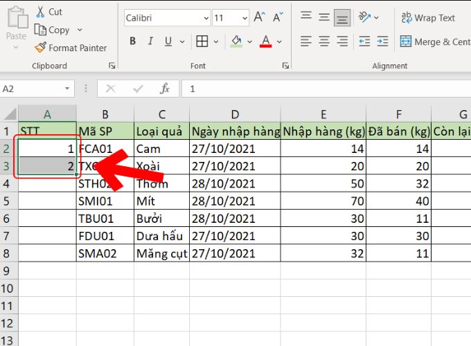 Cách đánh số thứ tự nhanh trong excel bằng chuột máy tính