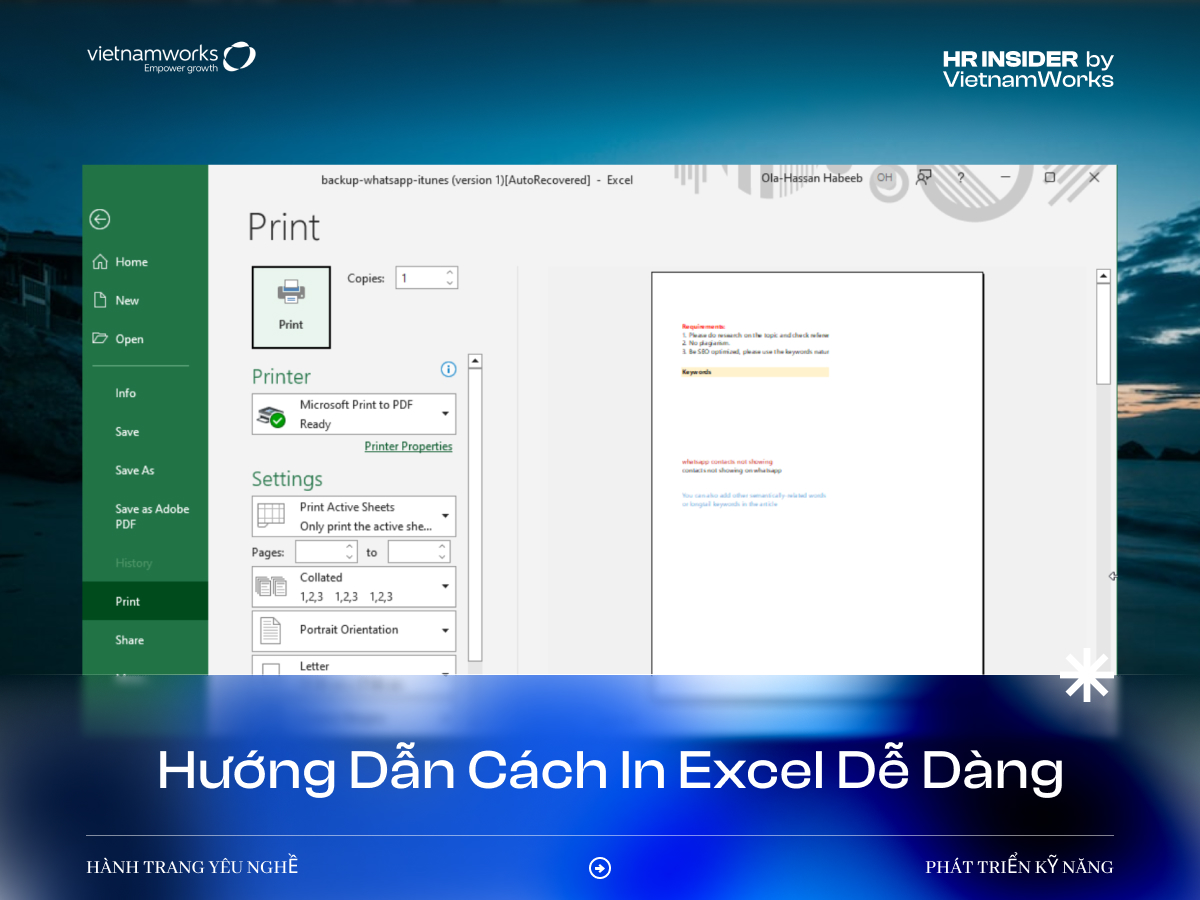 Hướng dẫn cách in excel 1 trang, 2 mặt và vừa trang giấy A4