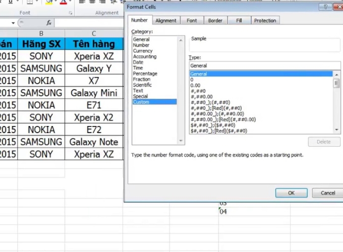 Các định dạng số trong excel