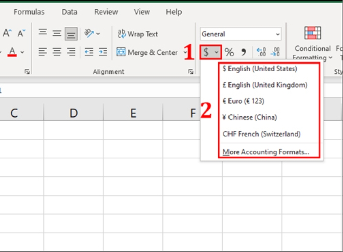 Cách định dạng số trong excel - định dạng tiền tệ