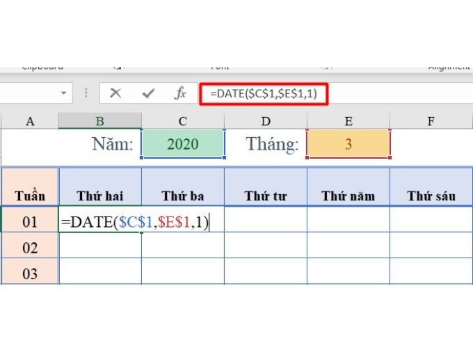 Cách tạo lịch trong excel