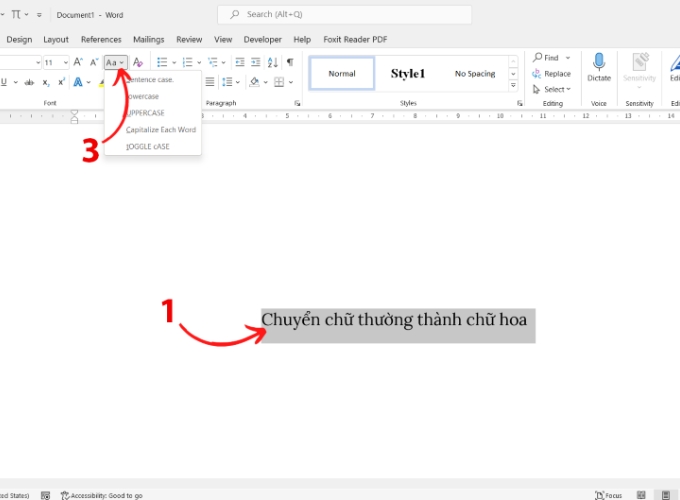 Cách chuyển chữ thường thành chữ hoa trong Word