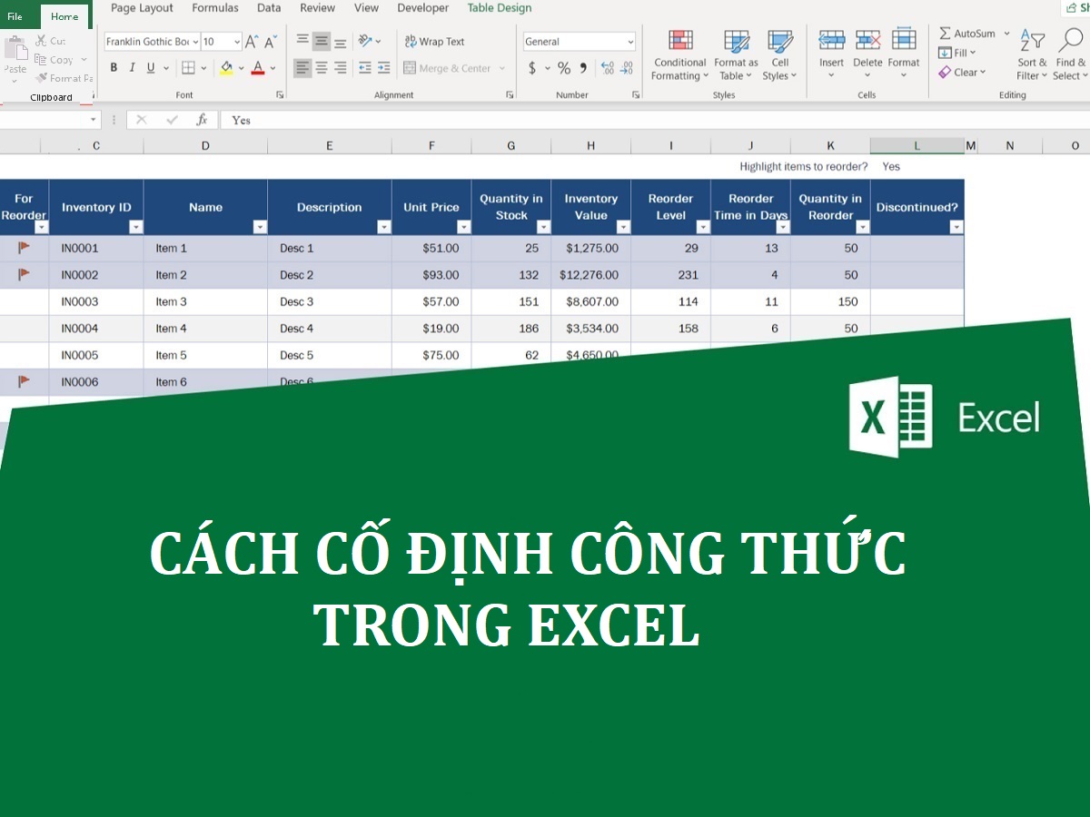 cách cố định công thức trong excel