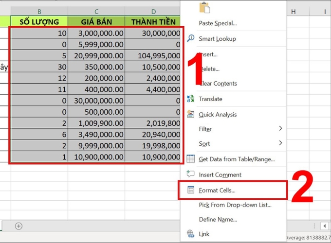 Cách thêm số 0 trong excel bằng công cụ Format Cell