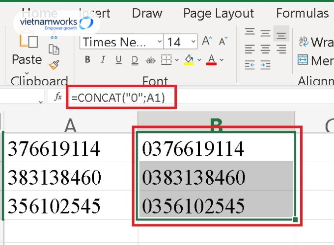 Cách hiện số 0 trong Excel bằng hàm Text