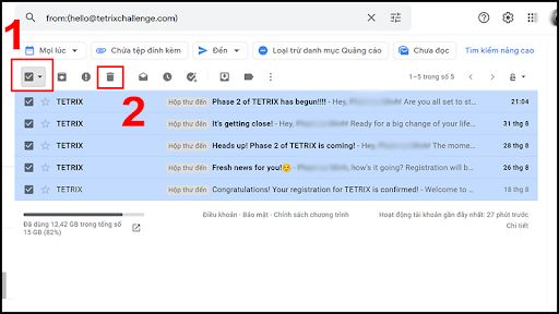 cách xóa email đã gửi, xóa email đã gửi