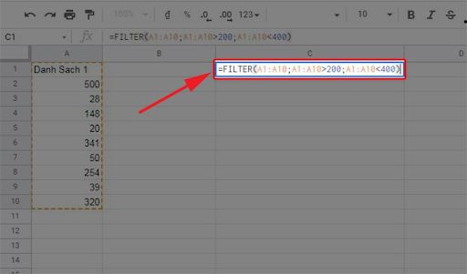 Lồng nhiều hàm FILTER vào nhau trong Google Sheet