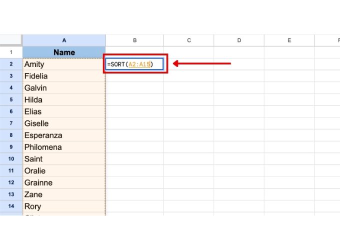 cách sắp xếp tên theo ABC trong Google Sheet 1 cột