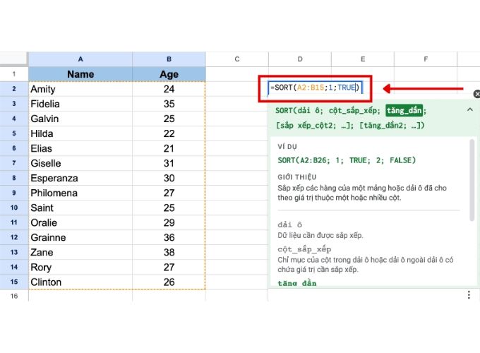 cách sắp xếp tên theo ABC trong Google Sheet nhiều cột