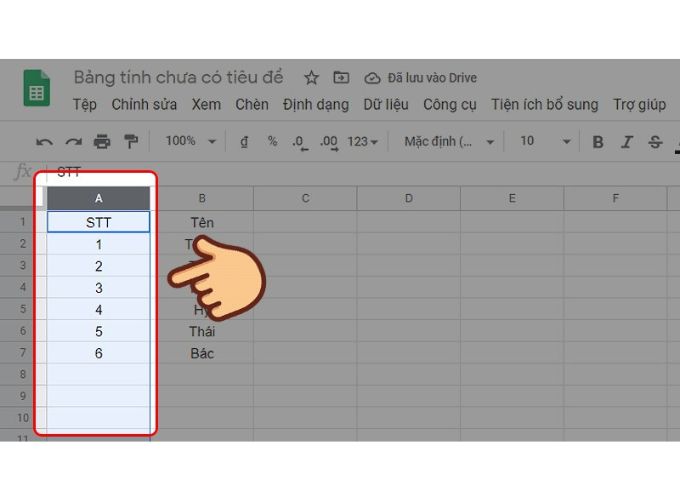 Cố định 1 hàng trong Google Sheet 1