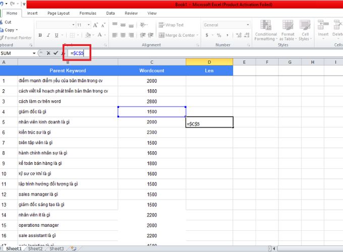 Cố định hàng và cột trong excel