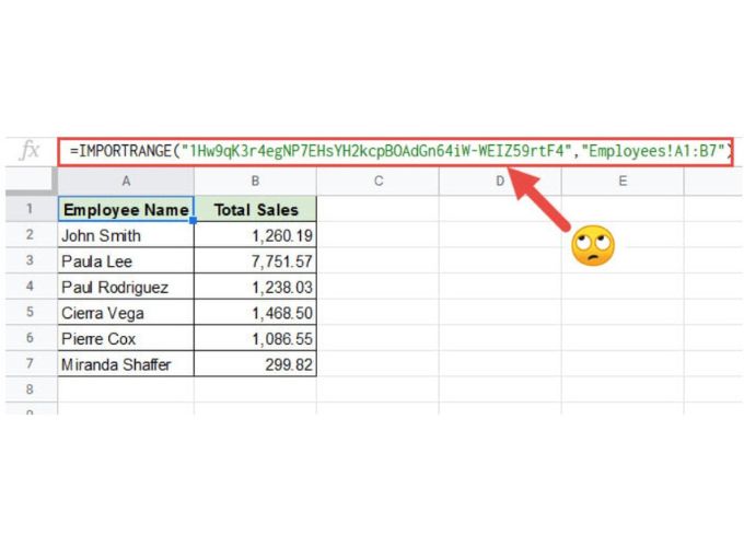 Dùng hàm IMPORTRANGE để lấy dữ liệu từ bảng tính khác trong Google Sheets