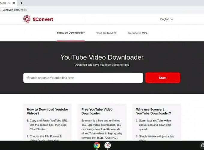 Tải video từ YouTube với 9convert