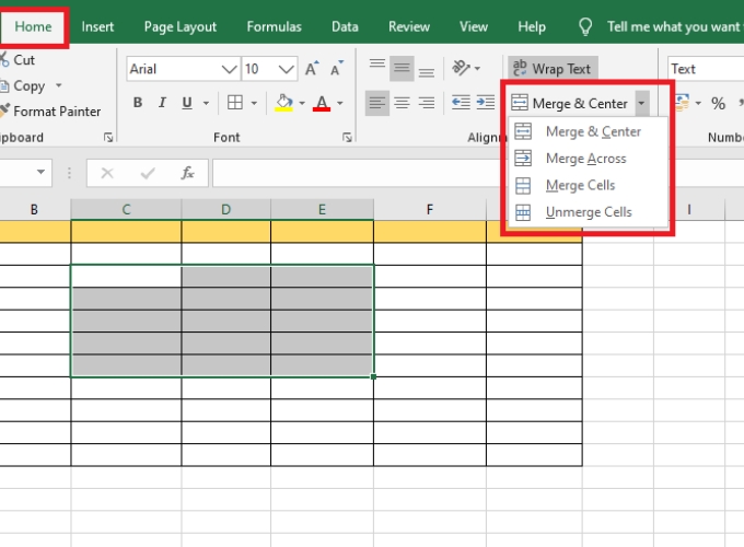 Sử dụng tính năng "Merge & Center"