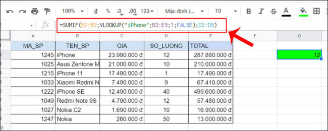 vlookup-sumif