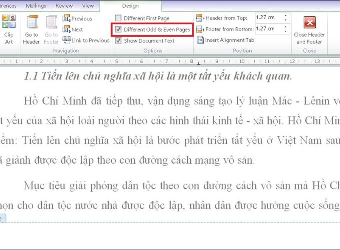 Cách đánh số trang trong Word theo tùy biến chẵn và lẻ