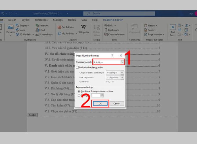 Cách đánh số trang trong Word bằng chữ số la mã