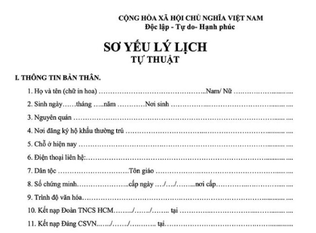 Cách ghi trình độ văn hóa trong sơ yếu lý lịch