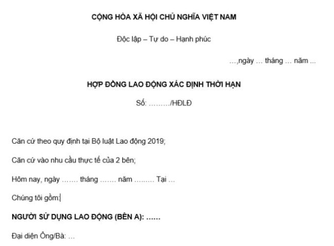 Hợp đồng lao động mẫu file word