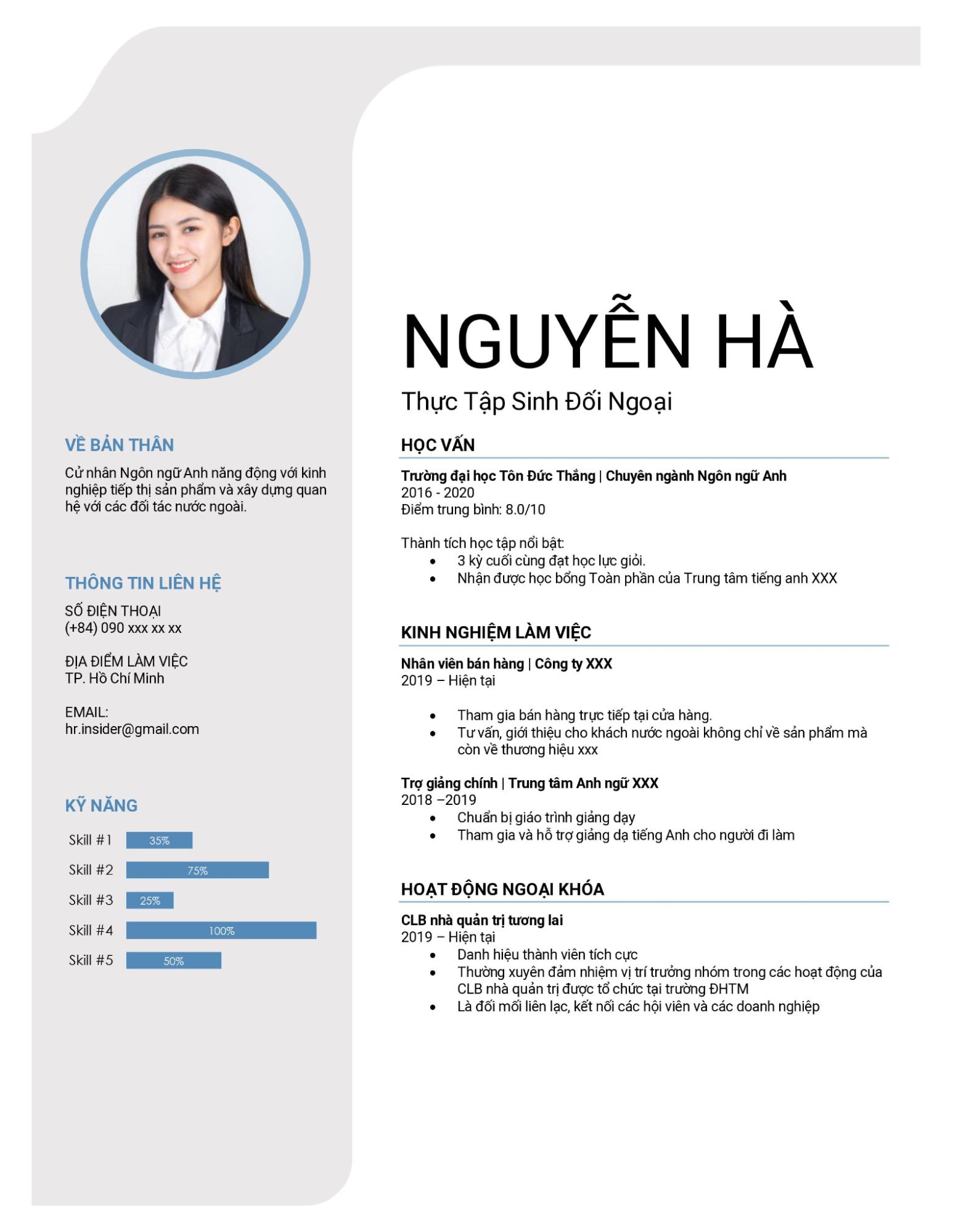 CV cho sinh viên năm nhất đơn giản