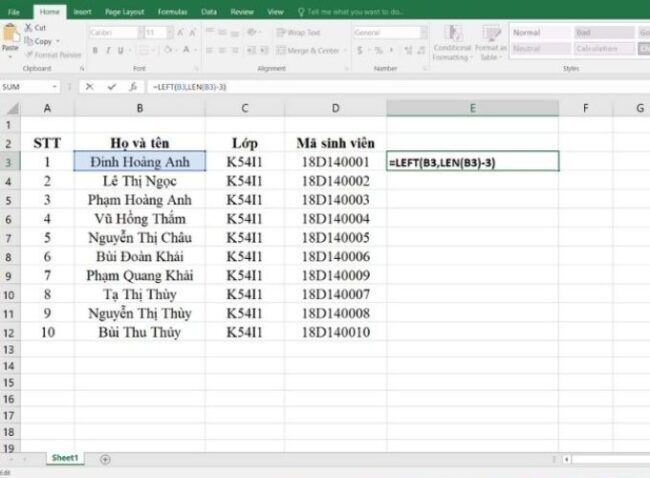 Hàm lấy ký tự có điều kiện trong Excel