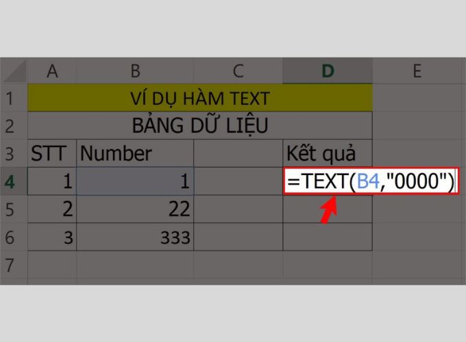Áp dụng hàm TEXT để thêm số 0 đứng đầu mỗi số